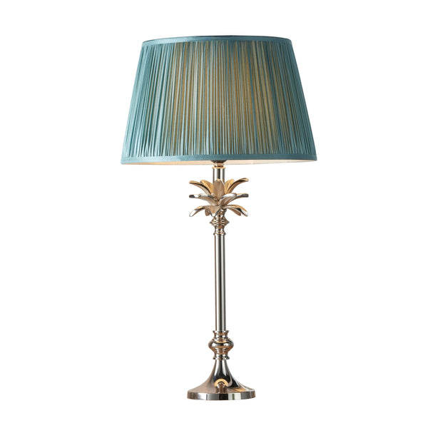 Endon Leaf Polished Nickel Table Lamp With Fir 14" Shade 1