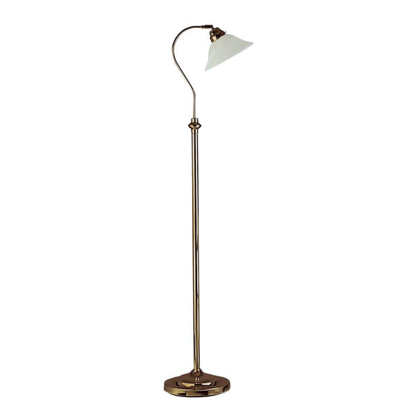 Adjustable Antique Brass Floor Lamp - Scavo Glass Shade by Searchlight Lighting 1