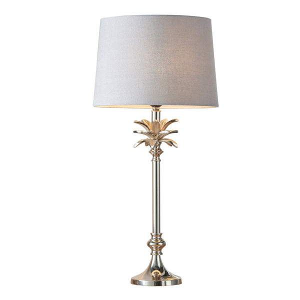 Leaf Polished Nickel Table Lamp With 12 inch Charcoal Shade 1