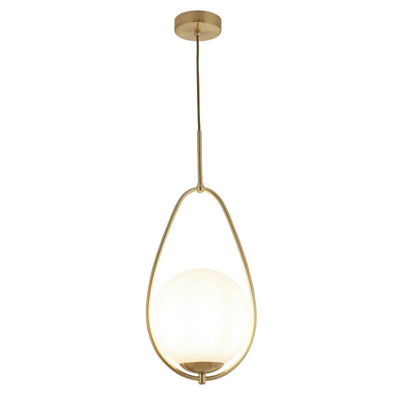 Avalon 1 Light Gold Ceiling Pendant With Opal Glass Ball