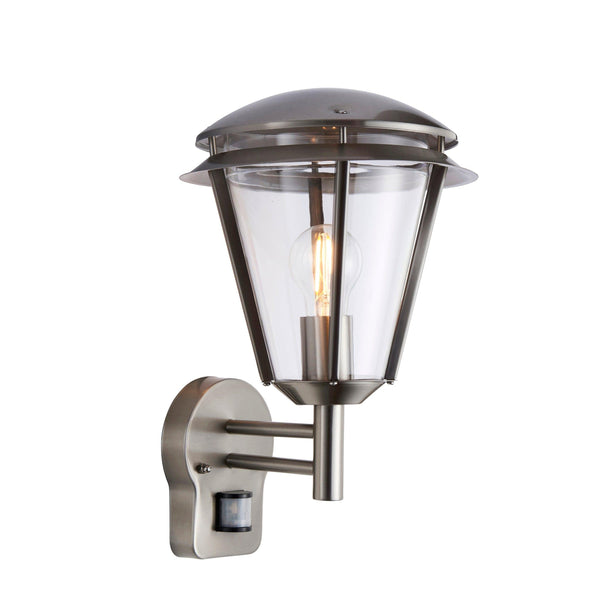 Iken Brushed Stainless Steel Outdoor Wall Light With PIR