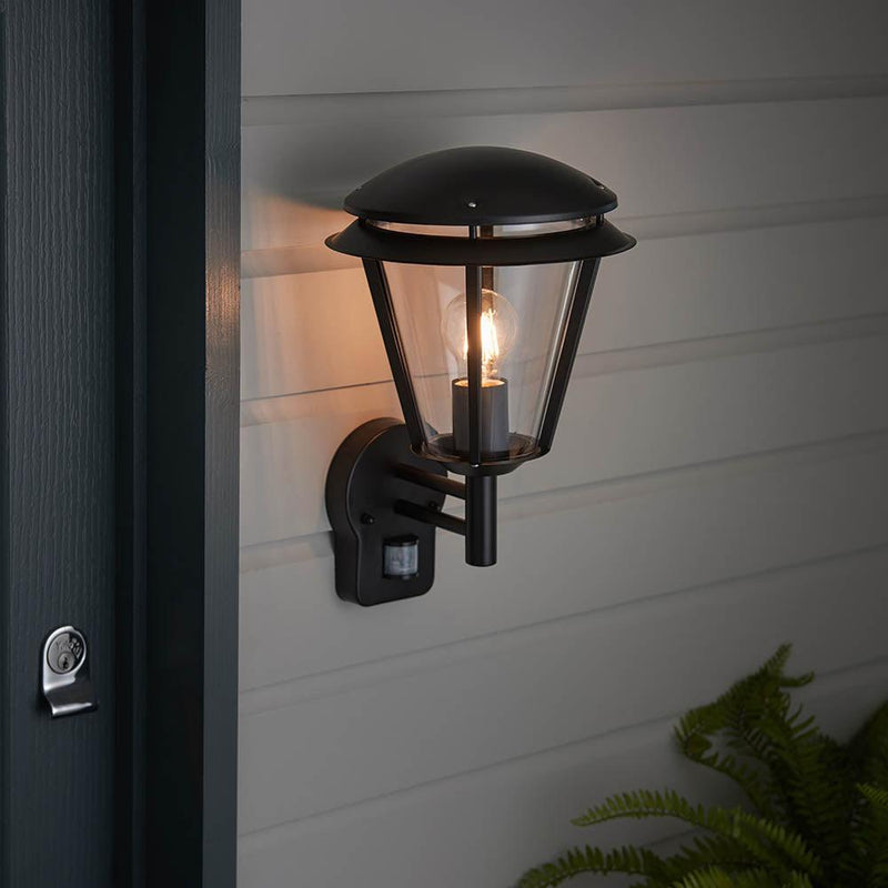 Endon Iken Black Outdoor Wall Light With PIR Sensor