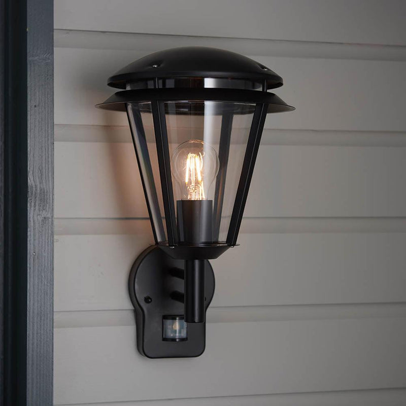 Endon Iken Black Outdoor Wall Light With PIR Sensor