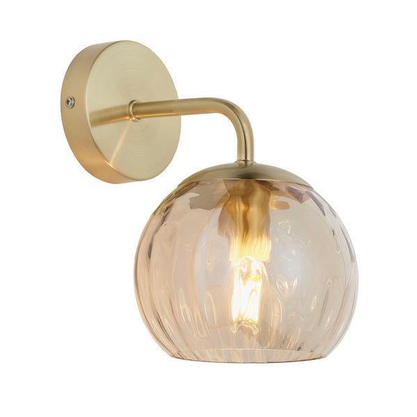 Endon Dimple Brass & Glass Shaded Wall Light image 1