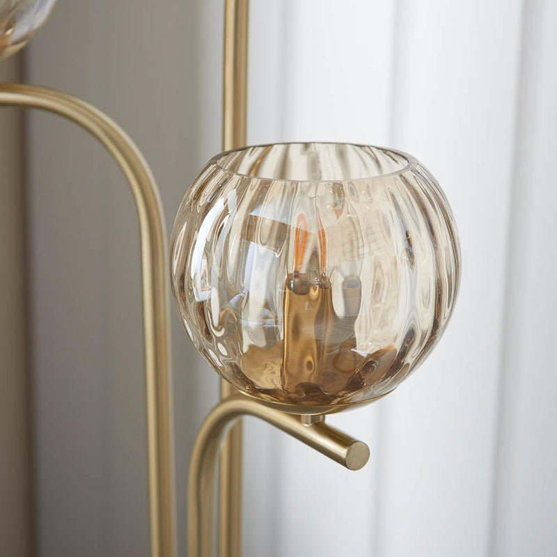 Endon Dimple 3 Light Brass Floor Lamp - Lustre Glass Shades by Endon Lighting 6