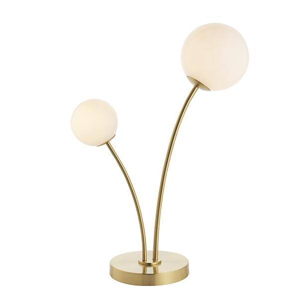 Endon Bloom 2 Light Brass Table Lamp - Opal Glass Shades 1