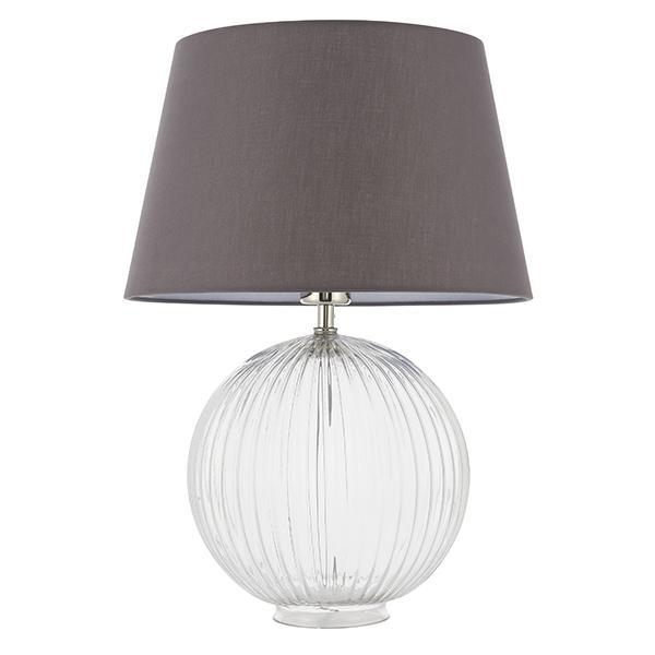 Endon Jemma Clear Table Lamp & Evie Charcoal Shade 1