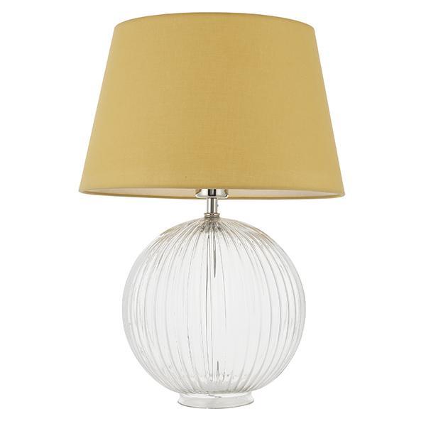 Endon Jemma Clear Table Lamp & Evie Yellow Shade 1
