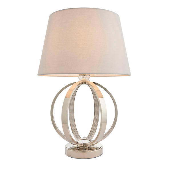 Endon Ritz Nickel Table Lamp & Evie Pale Grey 14" Lamp Shade 1