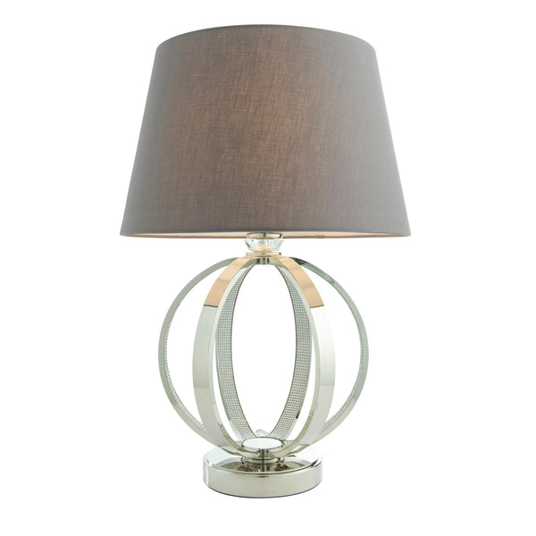 Endon Ritz Nickel Table Nickel Lamp With Charcoal 14" Shade 1