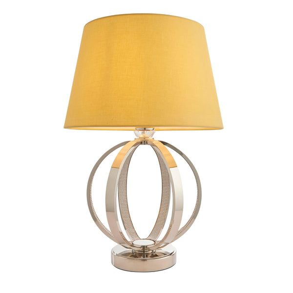Endon Ritz Table Nickel Lamp & Evie Yellow 14 inch Lamp Shade 1