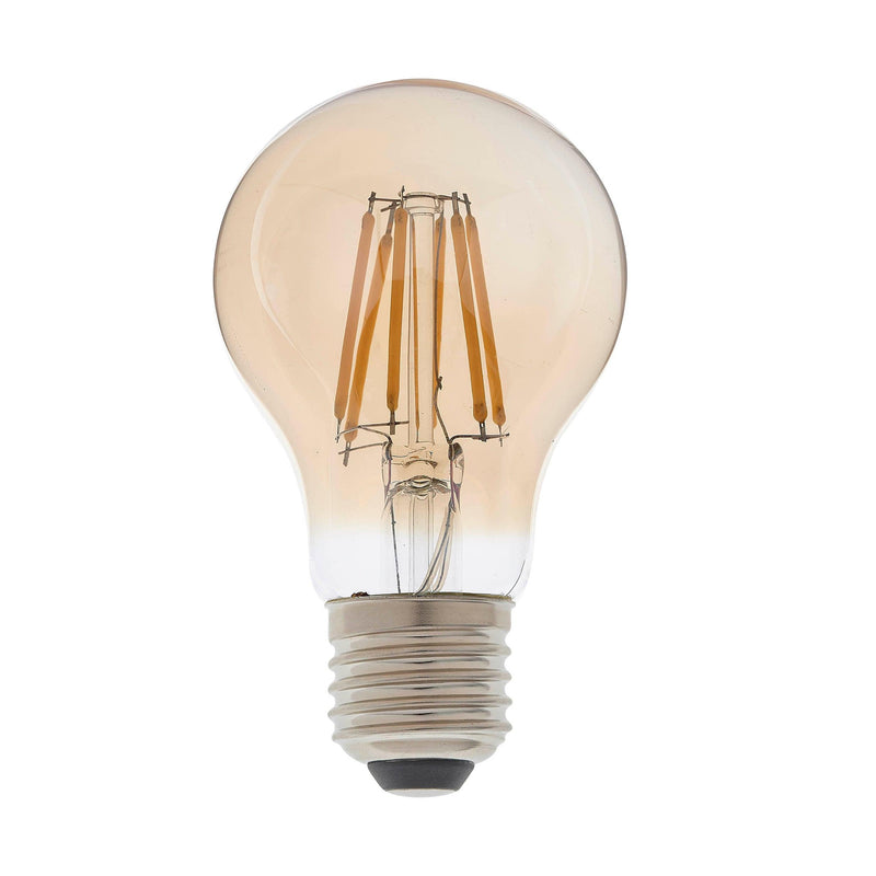 E27 Amber Tinted LED Filament GLS Dimmable 6w Light Bulb
