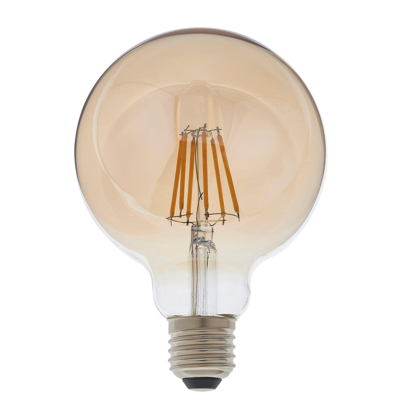 E27 LED 95mm Amber Filament Globe 6W Dimmable Light Bulb