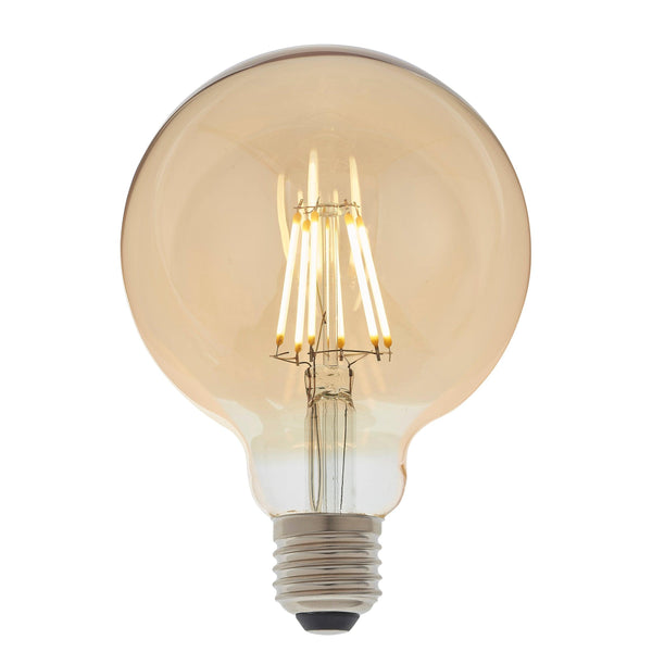 E27 LED 95mm Amber Filament Globe 6W Dimmable Light Bulb