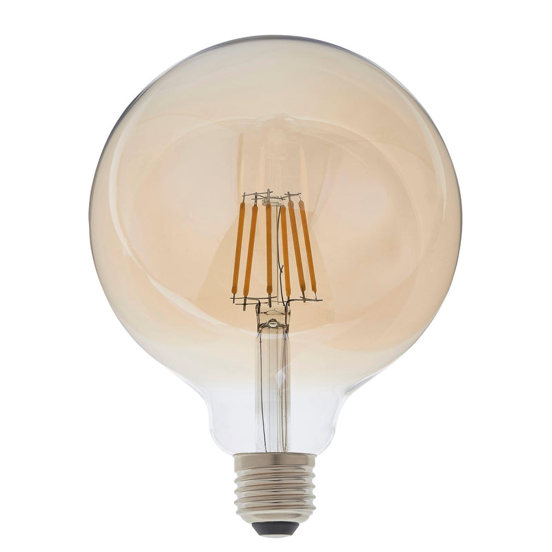 E27 LED 125mm Amber Filament Globe 6W Dimmable Light Bulb