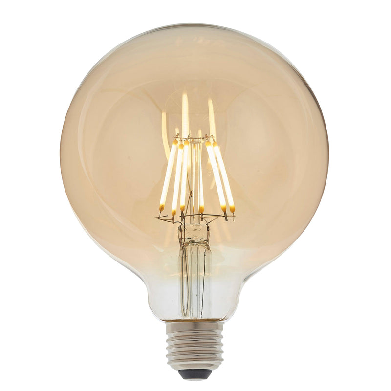 E27 LED 125mm Amber Filament Globe 6W Dimmable Light Bulb
