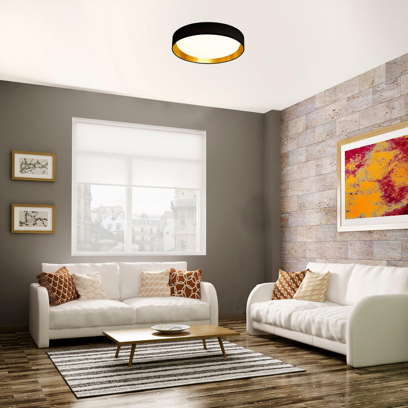 Gianna 1 Light 15w LED Acrylic Black/Gold Shade living room Ceiling Flush 3
