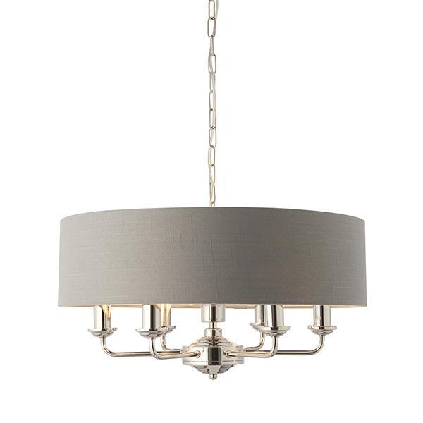 Highclere Bright NIckel and Charcoal Shade 6lt Pendant by Endon Lighting
