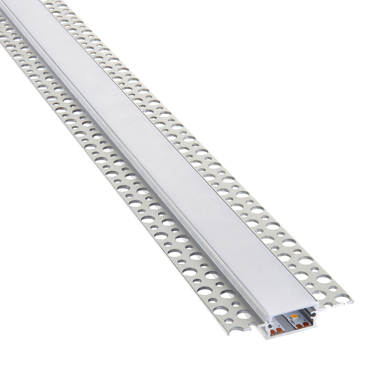 Rigel Plaster-in Wide 2m Aluminium Profile/Extrusion Silver for LED Tape Light