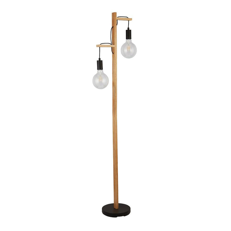 Searchlight Woody 2 Light Black And Ash Wood Floor Lamp by Searchlight Lighting 3