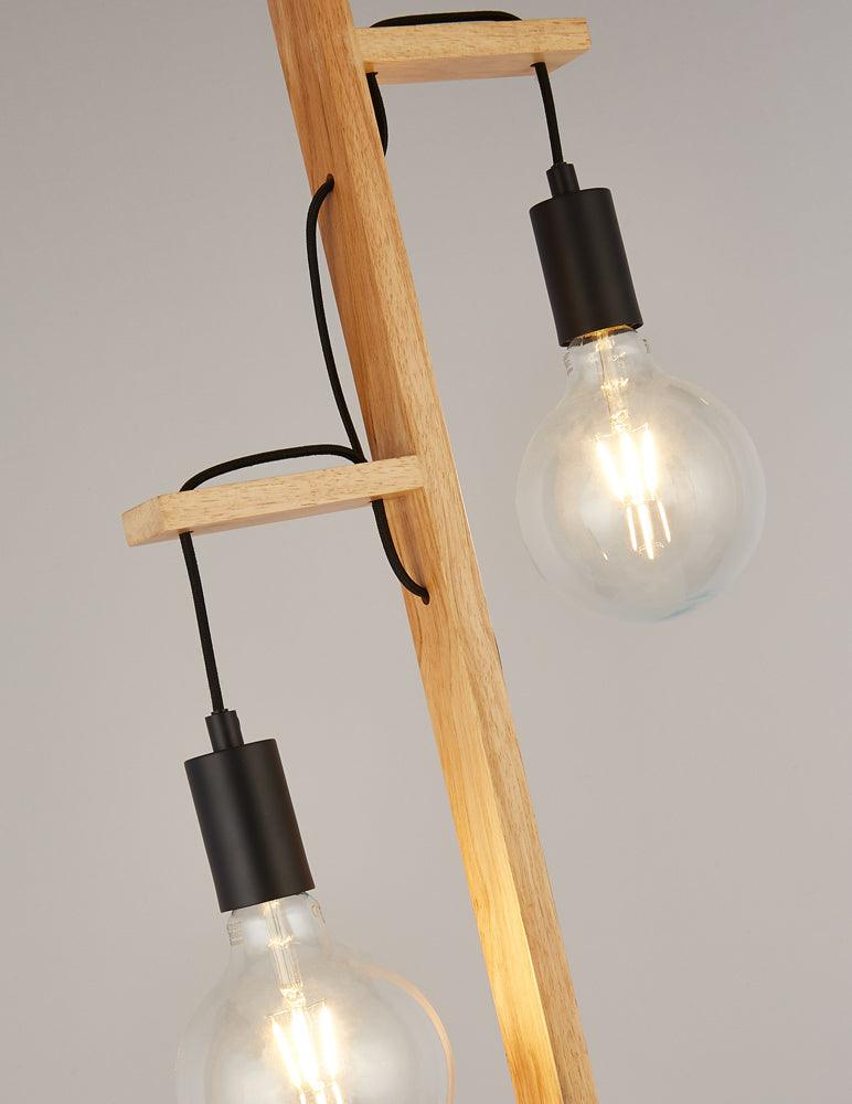 Searchlight Woody 2 Light Black And Ash Wood Floor Lamp by Searchlight Lighting 4