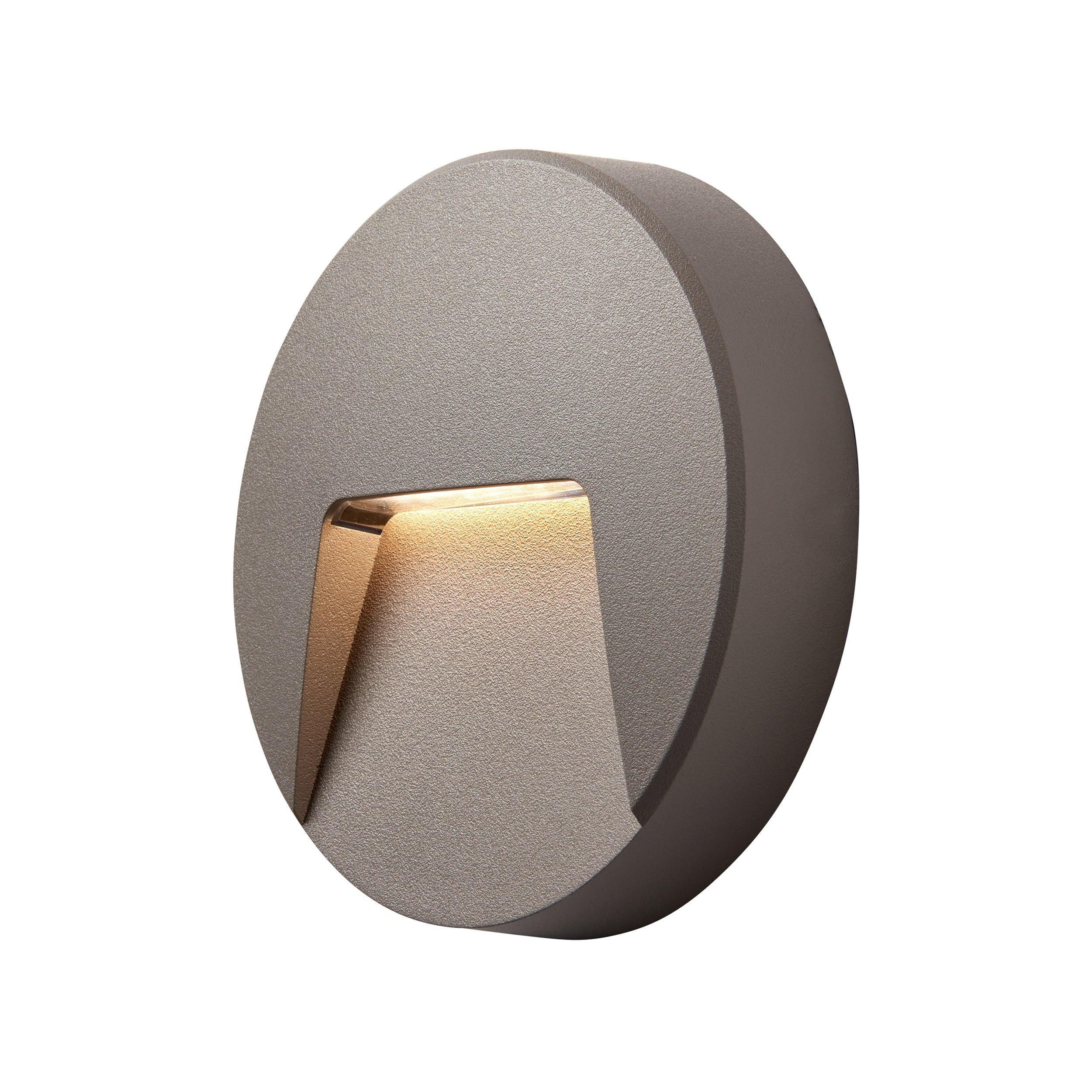 severus grey round outdoor wall light ip65 2 8w cctby saxby lighting