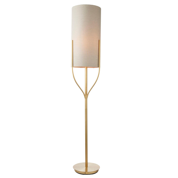 Fraser Brass Floor Lamp With Natural Linen Shade