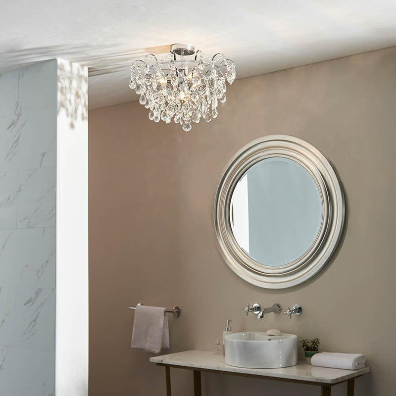 Endon Alisona 4 Light Crystal Flush Bathroom Ceiling Light