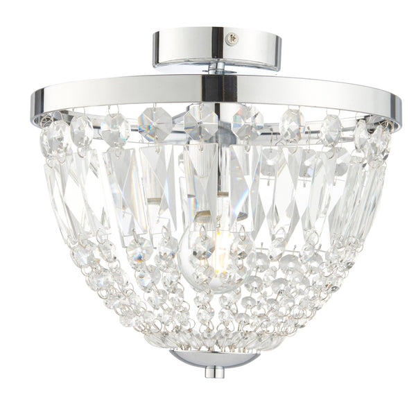 Endon Iona 1 Light Crystal Flush Bathroom Ceiling Light
