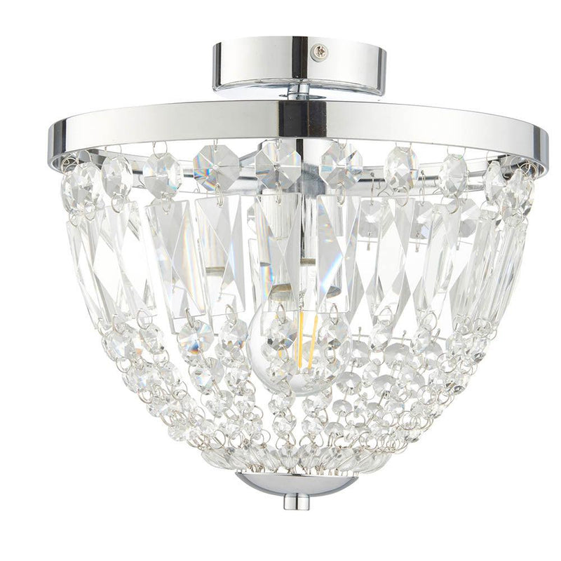 Endon Iona 1 Light Crystal Flush Bathroom Ceiling Light