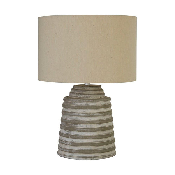 Searchlight Liana Grey Ridged Cement Table Lamp - Grey Shade 1