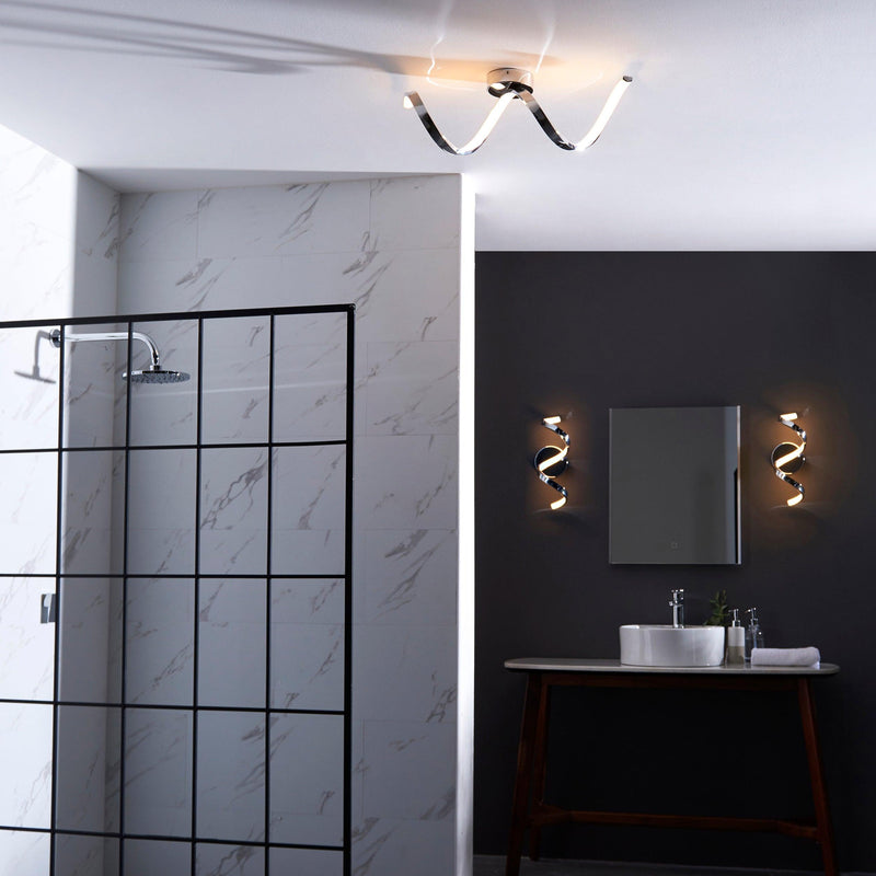 Astral Chrome LED Bathroom Semi Flush Ceiling Light