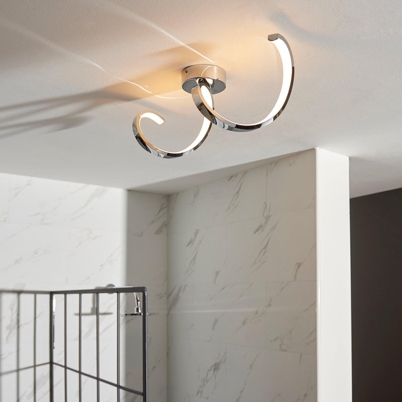 Astral Chrome LED Bathroom Semi Flush Ceiling Light