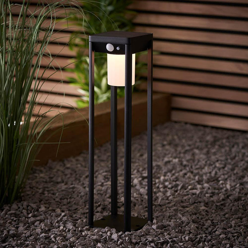 Hallam 1 Light Solar Powered Black Outdoor Post With PIR