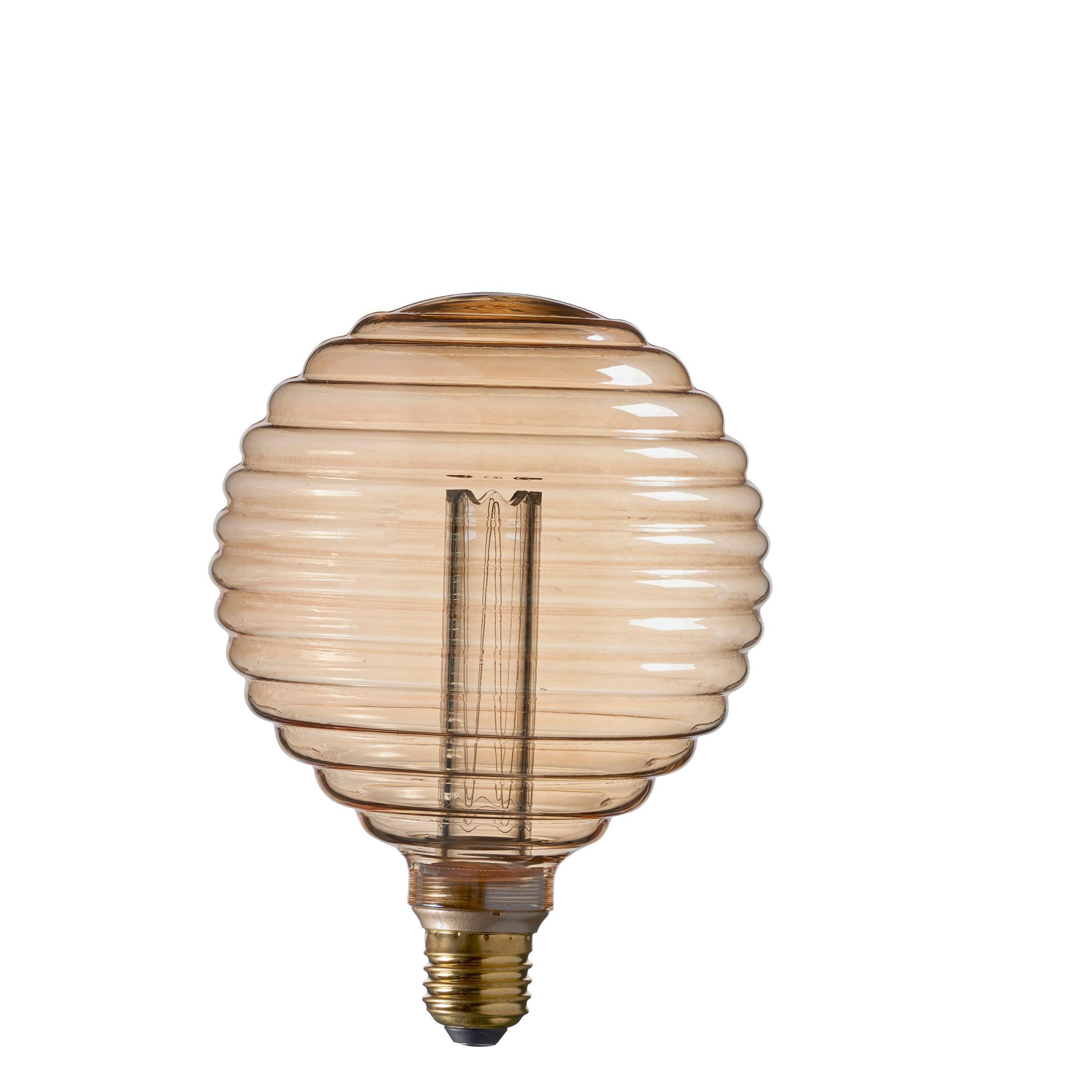 beehive e27 amber tinted ribbed 2 5w led light bulb kitchen lighting image