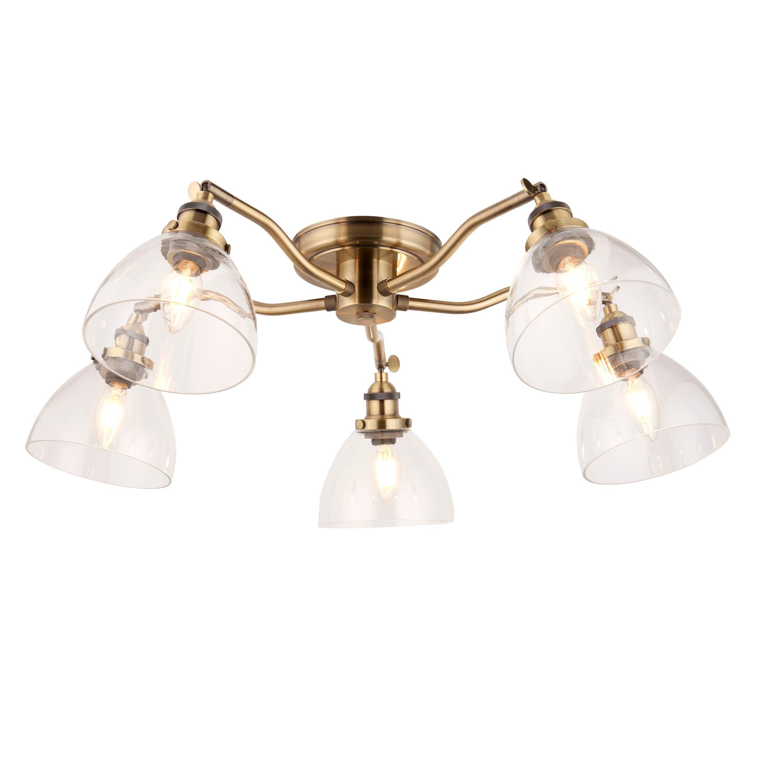 Endon Hansen 5 Light Brass Semi-Flush Ceiling Light Living room Image