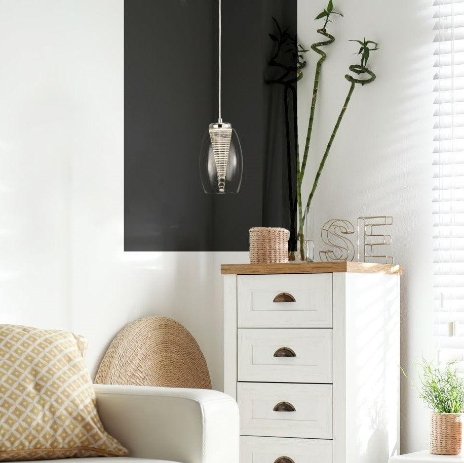 Cyclone 1 Light Pendant - Clear Glass Shade Searchlight-Ceiling Pendant Lights-3-Tiffany Lighting Direct