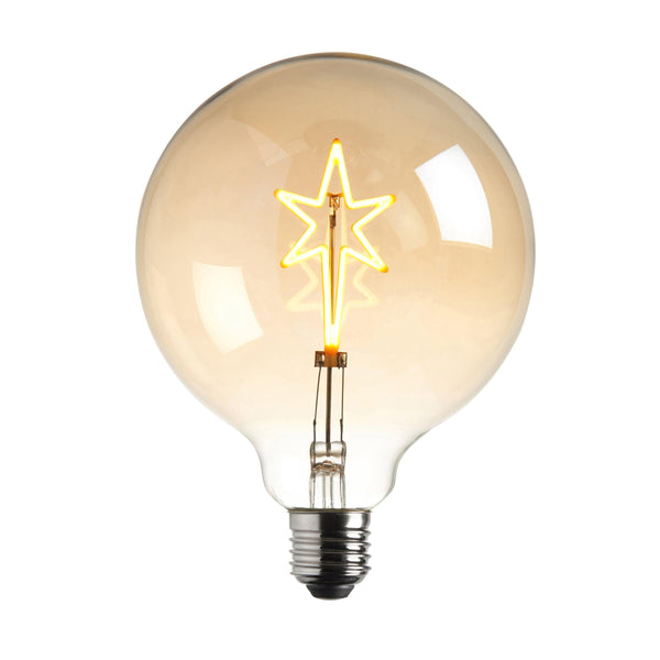 Internal Star Filament Amber Tinted LED 2w E27 Light Bulb