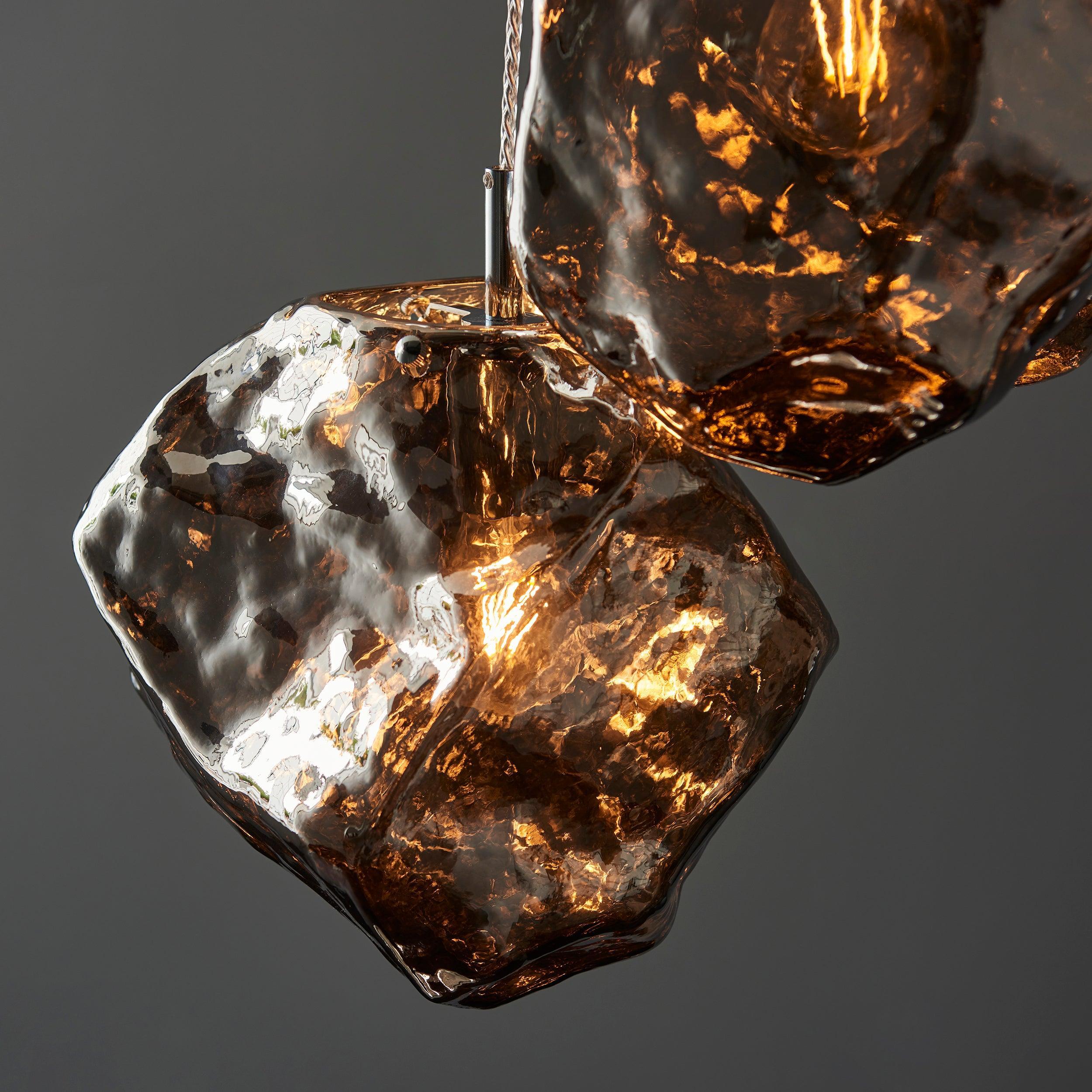 Endon Rock 3 Light Metallic Chrome Pendant Light-Ceiling Pendant Lights-Endon Lighting living room 2nd close upTiffany Lighting Direct