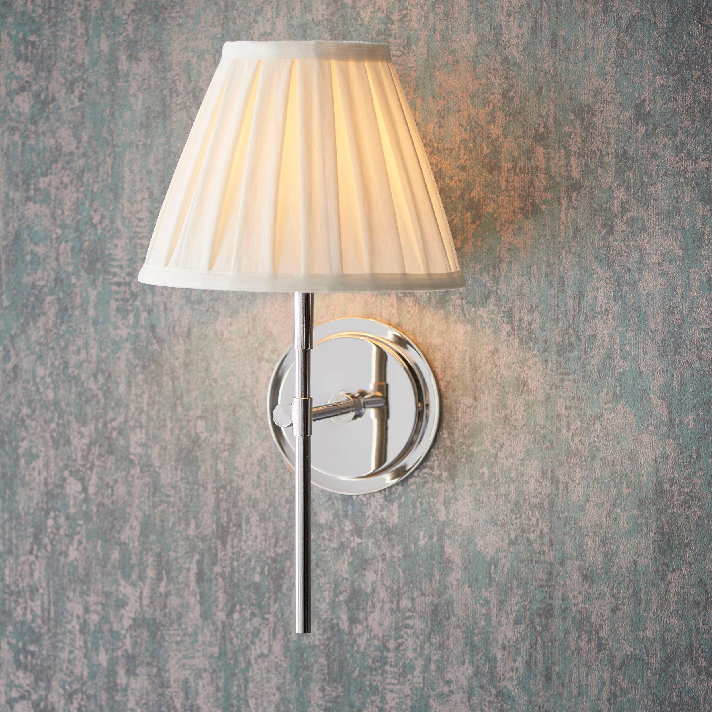 rennes nickel wall light fitting without shade by Endon Lighting Living room close up image
