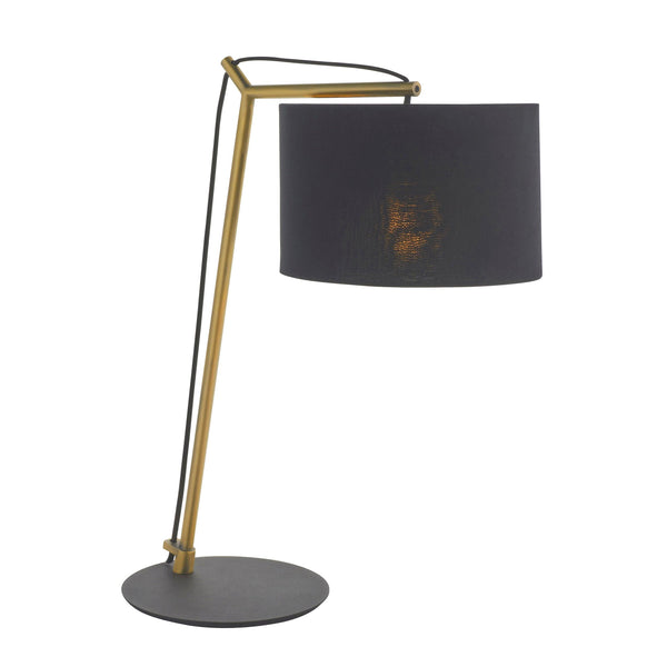 Wimbledon Matt Brass Table Lamp - Black Shade