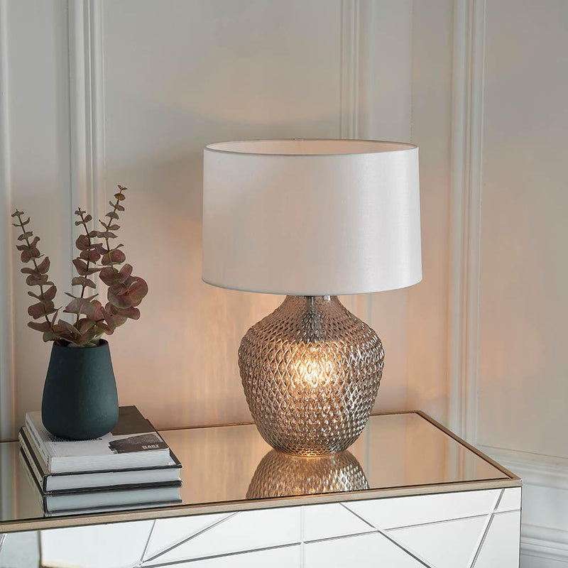 Endon Chelworth 2 Light Grey Tinted Glass Table Lamp 5