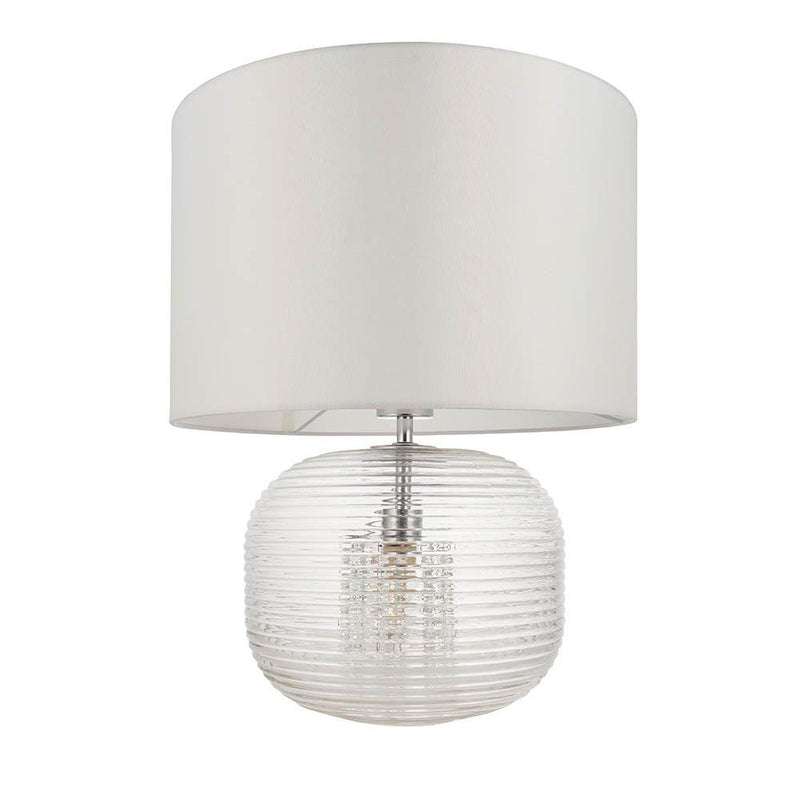 Endon Westcombe 2 Light Ribbed Glass Table Lamp - White Shade 7