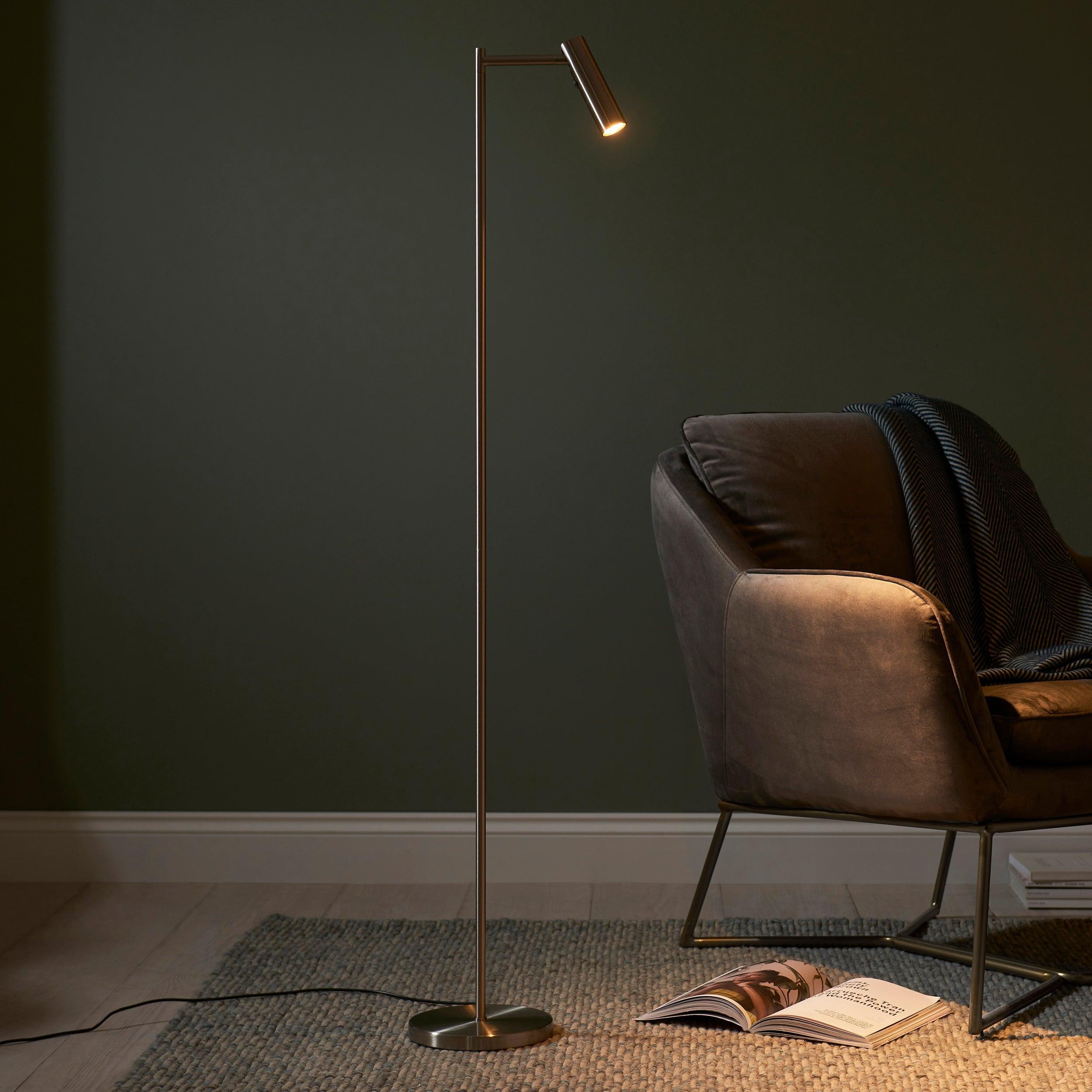 dedicated reader nickel led floor lamp by Endon Lighting Living room image