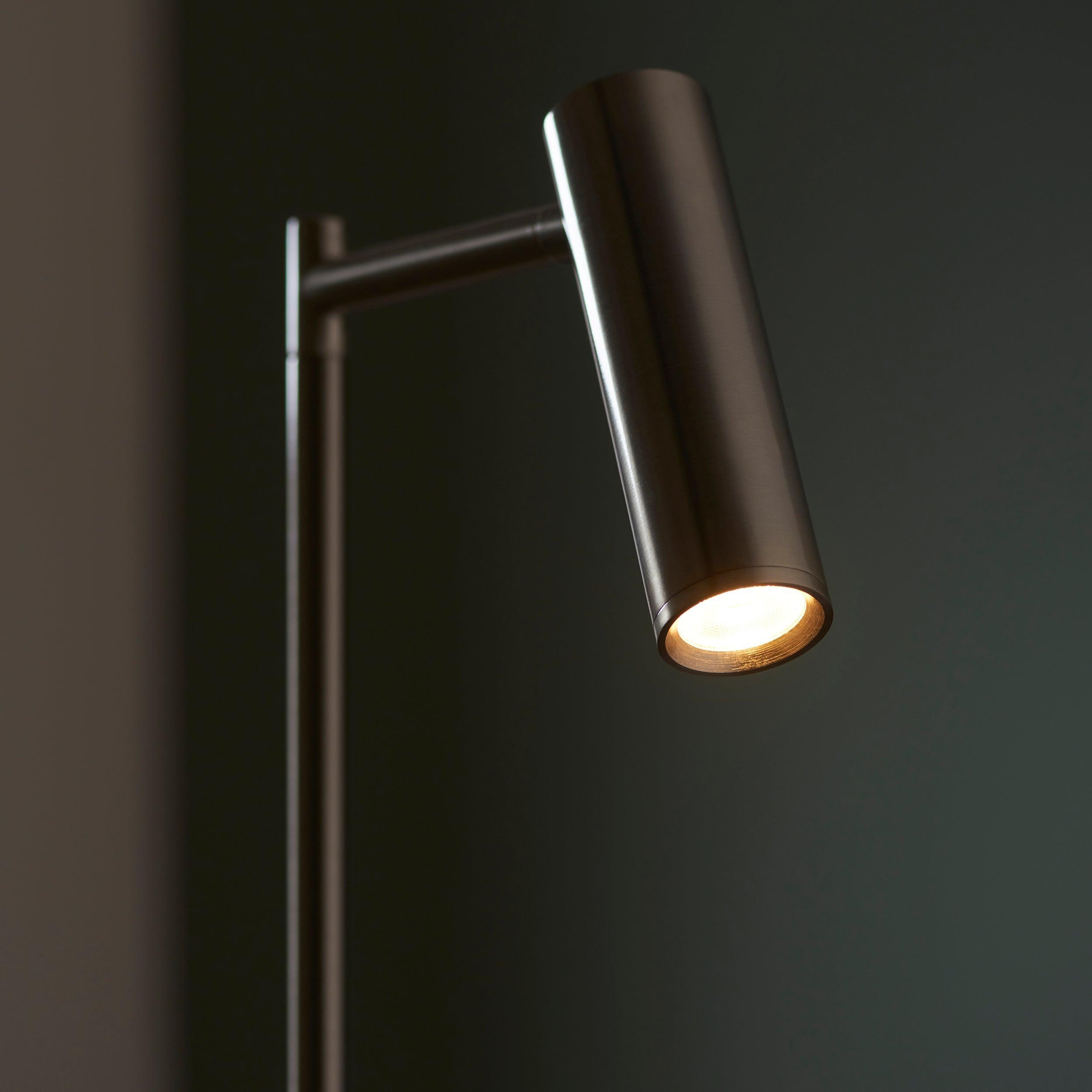 dedicated reader nickel led floor lamp by Endon Lighting Living Room Family Shot