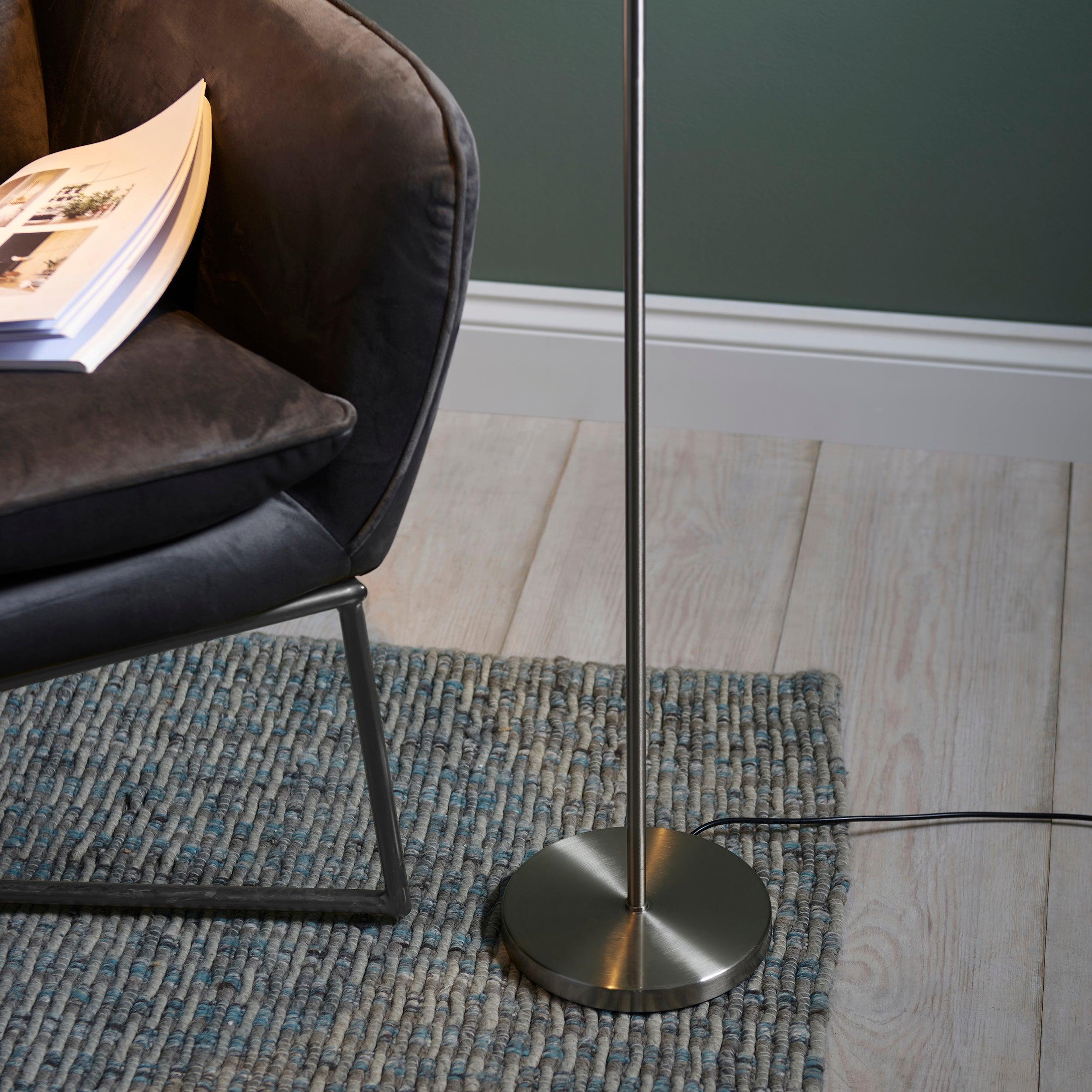 dedicated reader nickel led floor lamp by Endon Lighting Bedroom Hero Shot