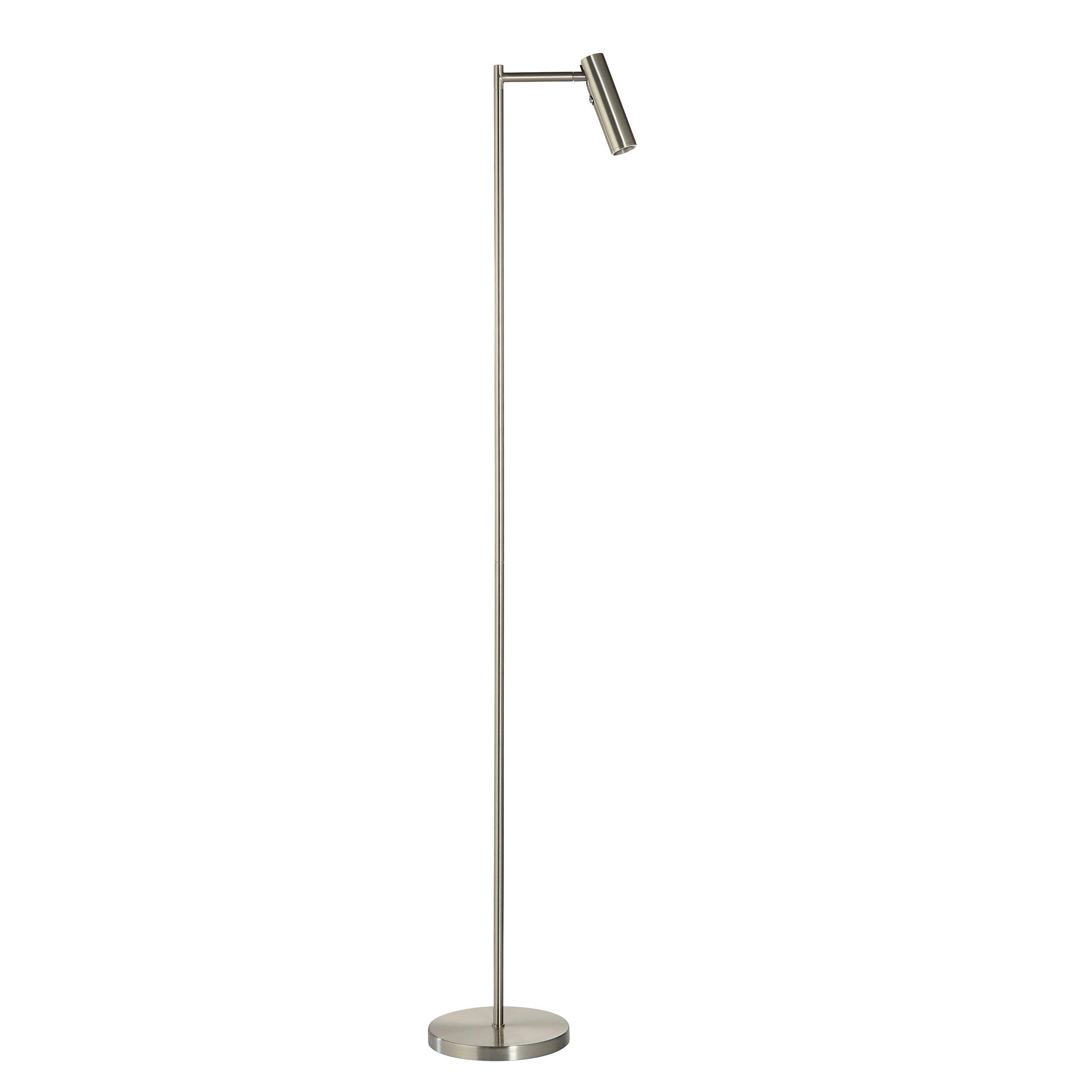 dedicated reader nickel led floor lamp by Endon Lighting Bedroom Close Up Image
