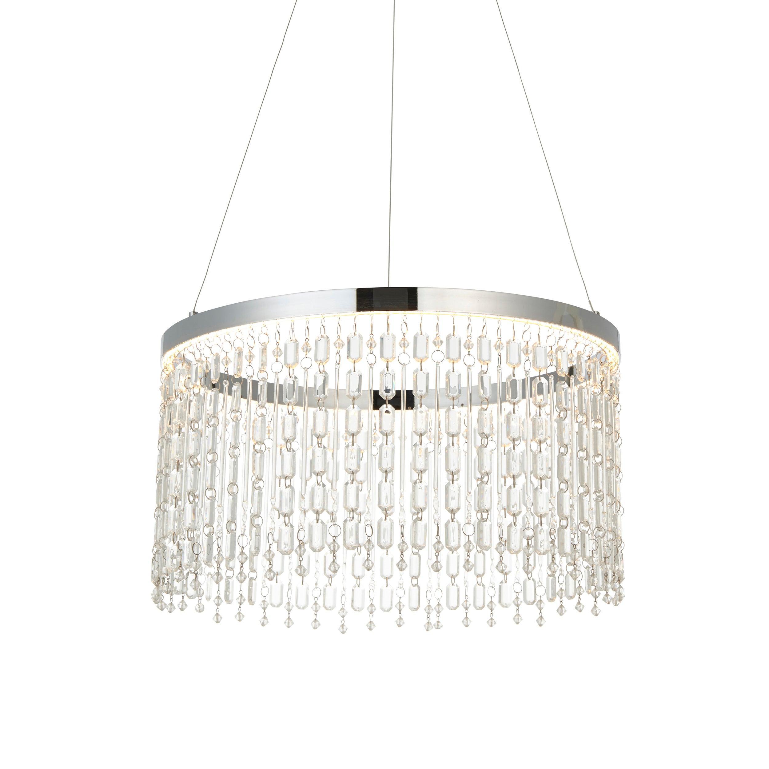 Liliana LED Chrome & Crystal Glass Ceiling Pendant-Ceiling Pendant Lights-Endon Lighting Living Room Lighting Tiffany Lighting Direct