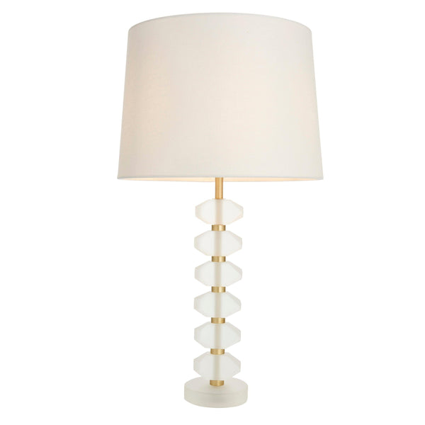 Annabelle Frosted Crystal Glass Table Lamp - White Shade 1