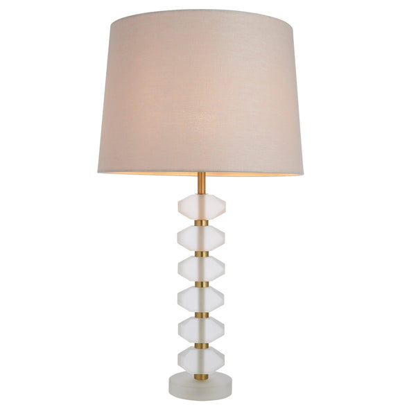 Annabelle Frosted Crystal Glass Table Lamp - Natural Shade 1